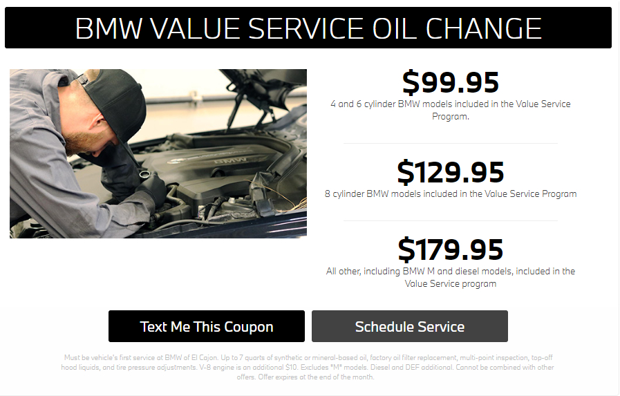 BMW Value Service Oil Change